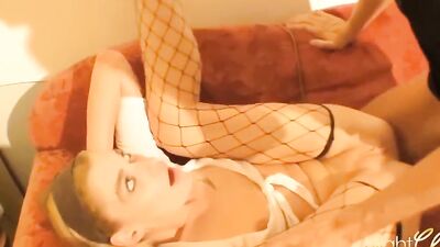 Dirty blonde blows a man and gets fucked at porn casting