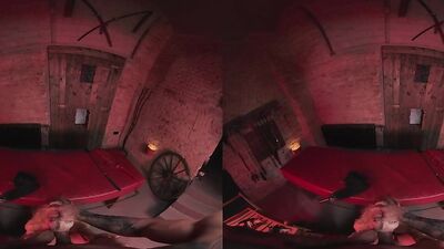 Naughty blonde is riding a hard cock in this hot VR
