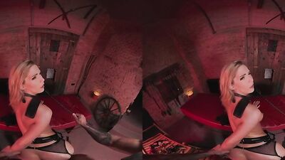 Naughty blonde is riding a hard cock in this hot VR