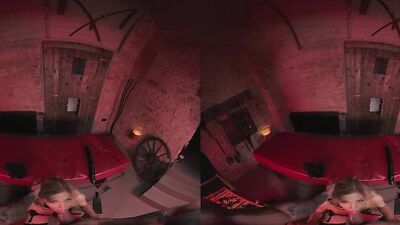 Naughty blonde is riding a hard cock in this hot VR