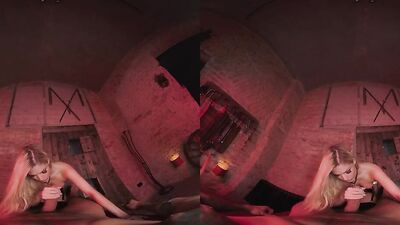Naughty blonde is riding a hard cock in this hot VR