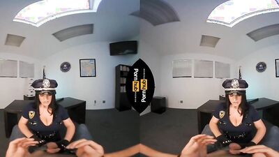 Angela White is playing with dude's hard prick in a VR