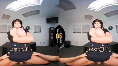 Angela White is playing with dude's hard prick in a VR