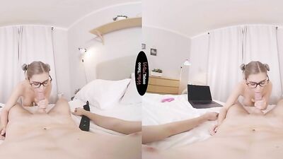Eva Elfie is playing with her stepbrother's ' pecker in a VR