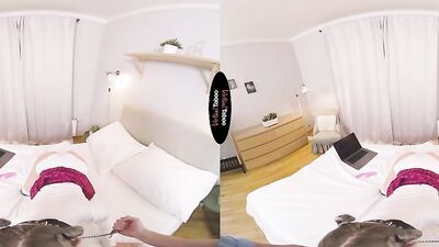 Eva Elfie is playing with her stepbrother's ' pecker in a VR