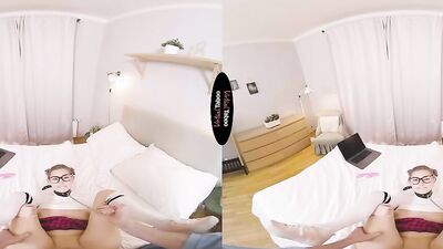Eva Elfie is playing with her stepbrother's ' pecker in a VR