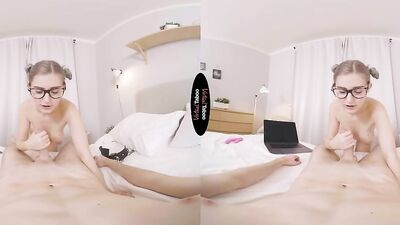 Eva Elfie is playing with her stepbrother's ' pecker in a VR