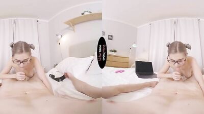 Eva Elfie is playing with her stepbrother's ' pecker in a VR