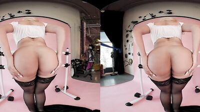 Bridgette B is riding a lucky fella's cock in this VR
