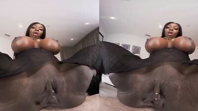 Ebony Mystique is riding horny chap's schlong in this hot VR