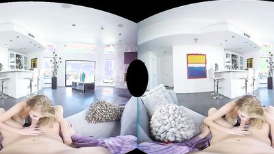 Arya Fae & Fae Petite are enjoying in a VR shag