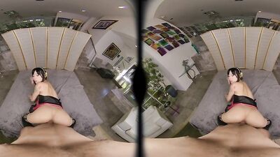 Ellie Idol is playing with stepbrother's cock in this hot VR