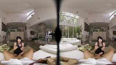 Ellie Idol is playing with stepbrother's cock in this hot VR