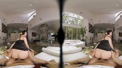 Ellie Idol is playing with stepbrother's cock in this hot VR