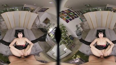 Ellie Idol is playing with stepbrother's cock in this hot VR