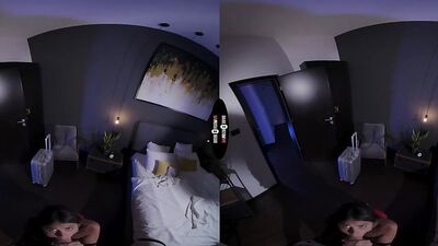 Smoking hot doll is sucking and riding dude's cock in VR