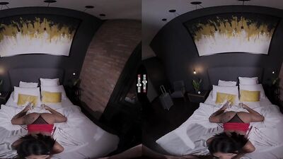 Smoking hot doll is sucking and riding dude's cock in VR