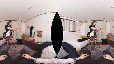 Cute Japanese babe is playing with boyfriend's cock in VR