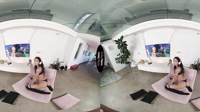 Lin Lin is sucking and riding her boyfriend's hard prick in VR