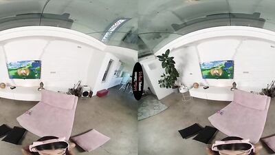 Lin Lin is sucking and riding her boyfriend's hard prick in VR