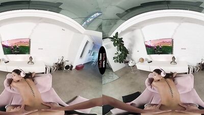 Lin Lin is sucking and riding her boyfriend's hard prick in VR