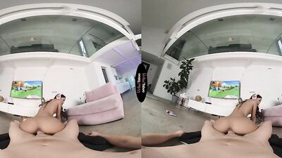 Lin Lin is sucking and riding her boyfriend's hard prick in VR