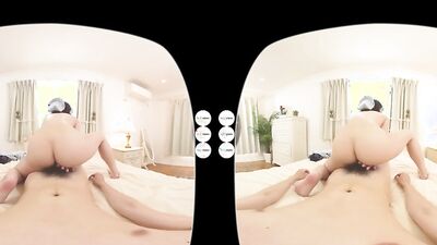 Arisa Hanyu is riding her bud's prick in a VR