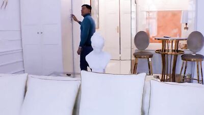 Cock hungry babe is playing with two hard schlongs in 3some