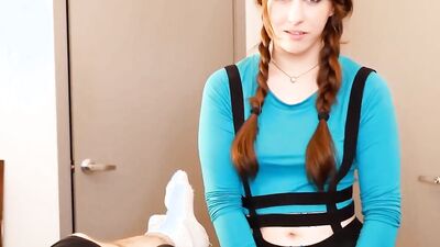 Cock hungry chick is playing with lad's genitals in this POV