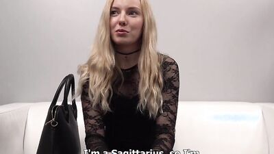 Naughty blonde is craving for stranger's cock on a casting