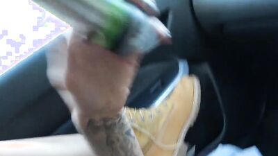 Chantelle Fox bends on the car and gets bonked out in the open