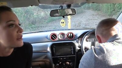 Chantelle Fox bends on the car and gets bonked out in the open