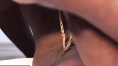 Naughty ebony babe rubs her pinky puss and gets it drilled with BBC