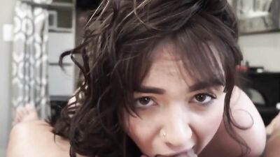 Cock hungry Charlotte Cross is giving mate a bj in this POV
