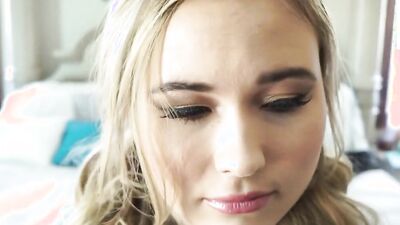 Alyssa Cole is filmed POV-style while giving a sloppy blowjob