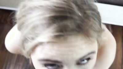 Alyssa Cole is filmed POV-style while giving a sloppy blowjob