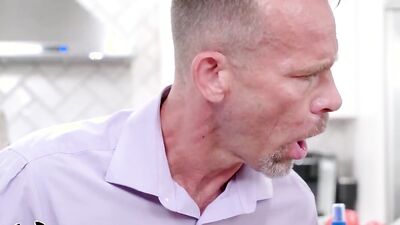 Taylor Blake sucks dude's wood and gets fucked inside the kitchen