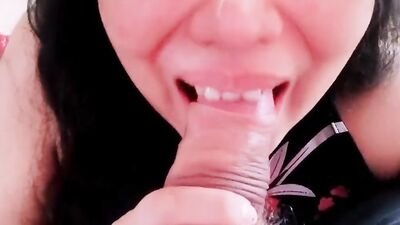 Cock hungry doll gives some bj in this close-up video