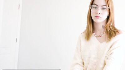 Lovely ginger babe Sage Fox is sucking stepbrother's prick in POV