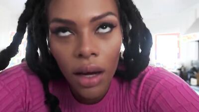 Busty black babe Halle Hayes gets white cock to the balls