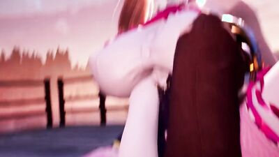 3D cartoon shows busty blonde giving footjob and getting fucked