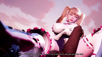 3D cartoon shows busty blonde giving footjob and getting fucked