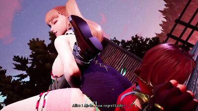 3D cartoon shows busty blonde giving footjob and getting fucked