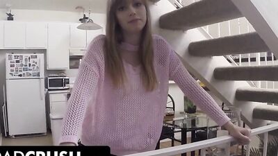 Pretty blonde sucks that hard cock passionately and gets shagged