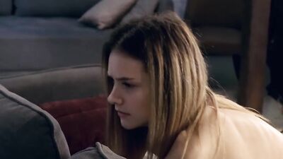Sweet girl moans as a big stallion hammers her from behind