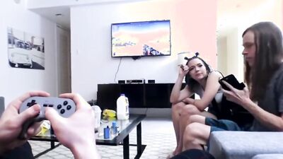 Riley Jean teases her man and gets fucked on that couch