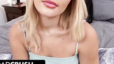 Blonde cutie sucks a big hard cock and gets shagged
