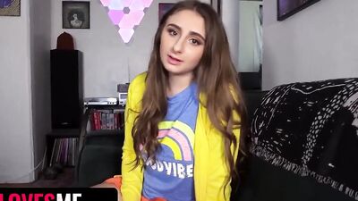 Cute girl Penelope Kay filmed by stepbrother POV-style during sex
