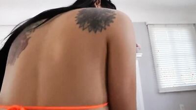 Brunette cutie shakes amazing bubble butt taking cock from behind