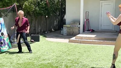 Bootylicious redhead MILF is playing kinky games with a dirty neighbor